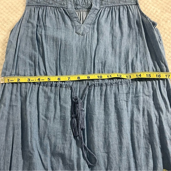 LOFT Dress Sleeveless Blue Casual Dress with Drawstring Waist Cotton Blend Small - Picture 8 of 10
